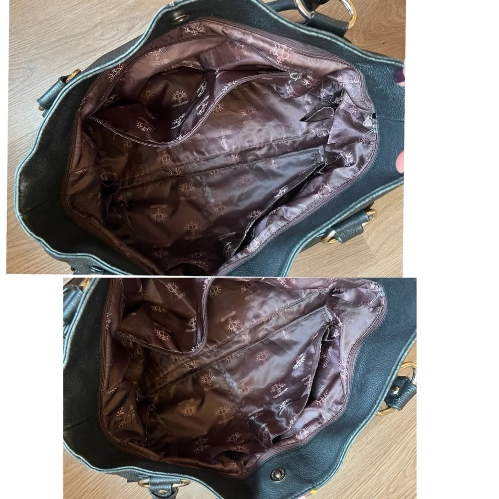 Black Leather Christine Price Baby Bag with Pink Accents